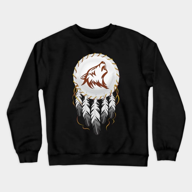 Wolf Dreamcatcher Crewneck Sweatshirt by juyodesign